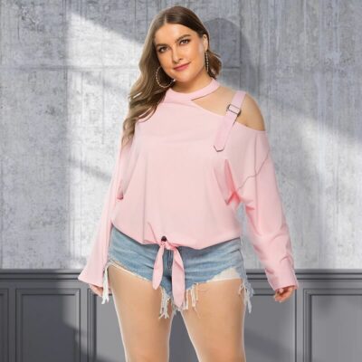Blusa Decote V Linda Pink Plus Size - Chic e Elegante