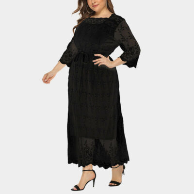 Summer Plus Size Dresses Women Clothing Lady Elegant Parti Dress  Transparent Mesh Black Dress Wholesale Bulk Dropshippi size L Color Black